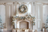 Allenjoy Christmas Baroque Fireplace Photography Backdrop Gbsx-00769