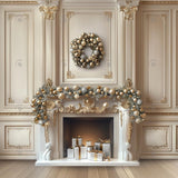 Allenjoy Christmas Baroque Fireplace Photography Backdrop Gbsx-00770