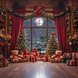 Allenjoy Christmas Bear Window Photography Backdrop Gbsx-00360