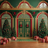 Allenjoy Christmas Dark Green Vintage Arched Window Photography Backdrop Gbsx-01098