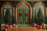 Allenjoy Christmas Dark Green Vintage Arched Window Photography Backdrop Gbsx-01098