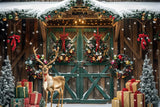 Allenjoy Christmas Elk Brown Wooden Barn Photography Backdrop Gbsx-00823