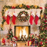 Christmas Fireplace Photography Backdrop GBSX-99685