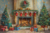 Christmas Fireplace Photography Backdrop GBSX-99686