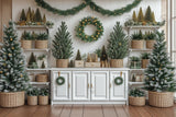 Allenjoy Christmas Greenery Kitchen Photography Backdrop Gbsx-01151