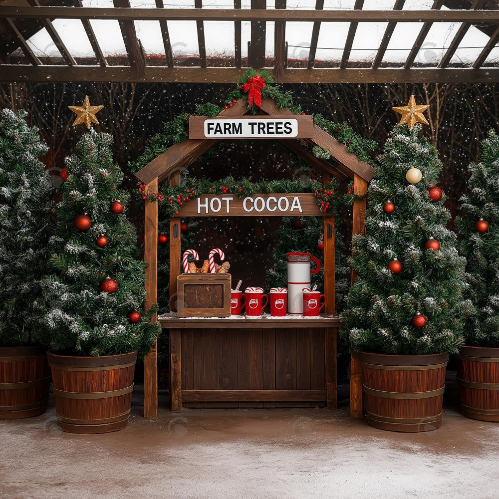 Allenjoy Christmas Hot Cocoa Tree Farm Photography Backdrop Gbsx-01094