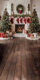 Allenjoy Christmas Interior White Brick Fireplace Photography Backdrop Gbsx-00658