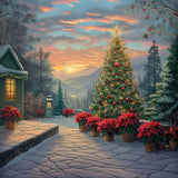 Allenjoy Christmas Lane Sunset Photography Backdrop Gbsx-00877