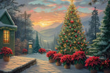 Allenjoy Christmas Lane Sunset Photography Backdrop Gbsx-00877