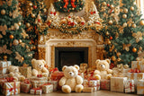 Allenjoy Christmas Luxurious Teddy Bear Fireplace Photography Backdrop Gbsx-01058