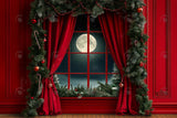 Allenjoy Christmas Red At Midnight Window Photography Backdrop Gbsx-01010