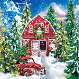 Christmas Red Barn Photography Backdrop GBSX-99704