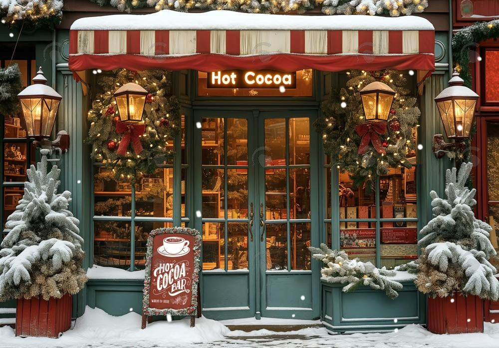 Allenjoy Christmas Retro Hot Cocoa Store Photography Backdrop Gbsx-00810