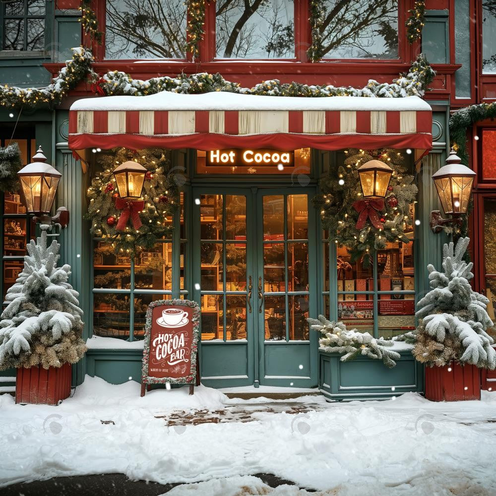 Allenjoy Christmas Retro Hot Cocoa Store Photography Backdrop Gbsx-00810