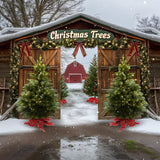 Allenjoy Christmas Tree Farm Entrance Photography Backdrop GBSX-00155