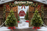 Allenjoy Christmas Tree Farm Entrance Photography Backdrop GBSX-00155