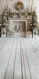 Allenjoy Christmas White Vintage Fireplace Photography Backdrop Gbsx-00781
