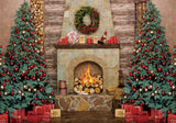 Allenjoy Christmas Wooden Fireplace Photography Backdrop Gbsx-00589