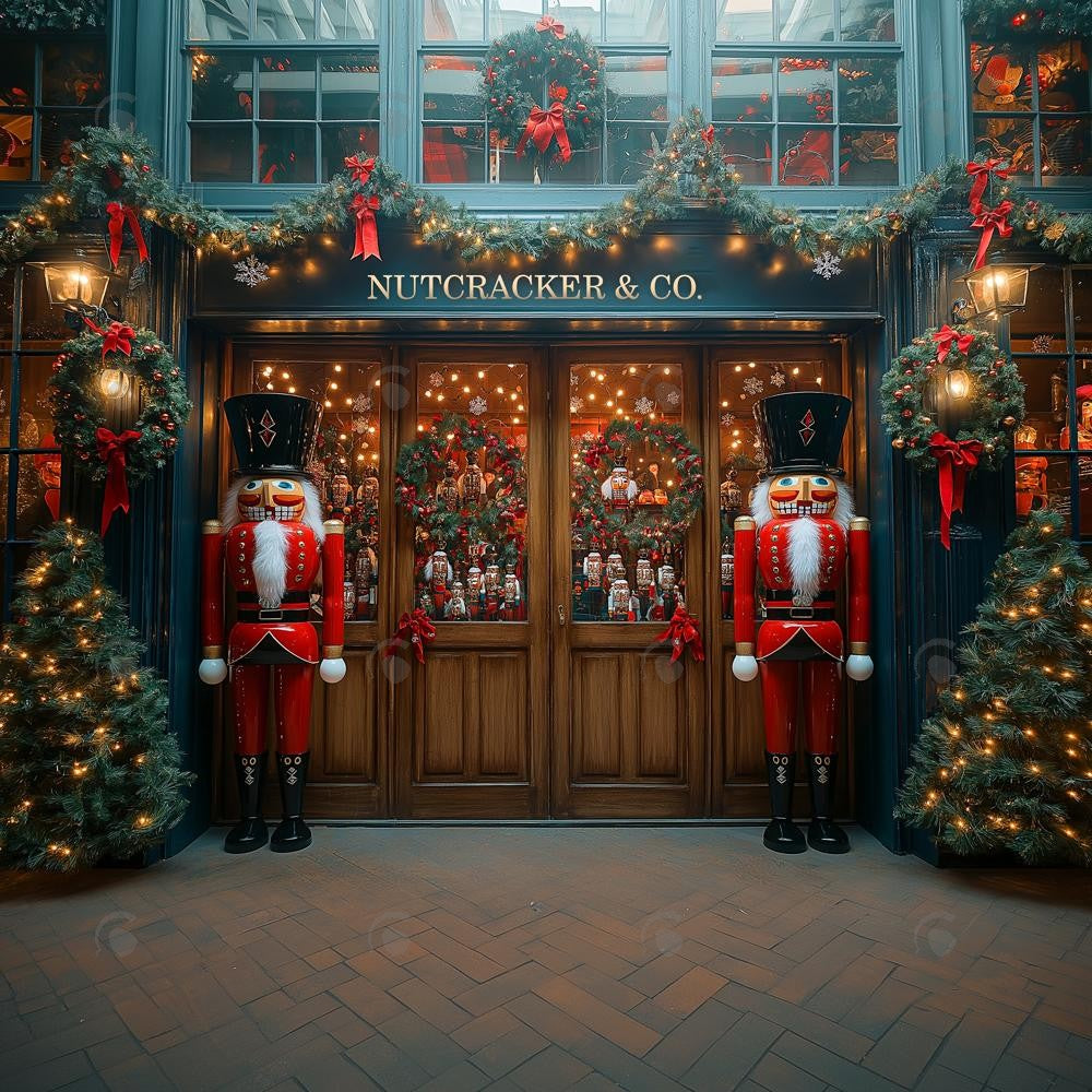 Allenjoy Christmas Wooden Nutcracker Storefront Photography Backdrop Gbsx-01142