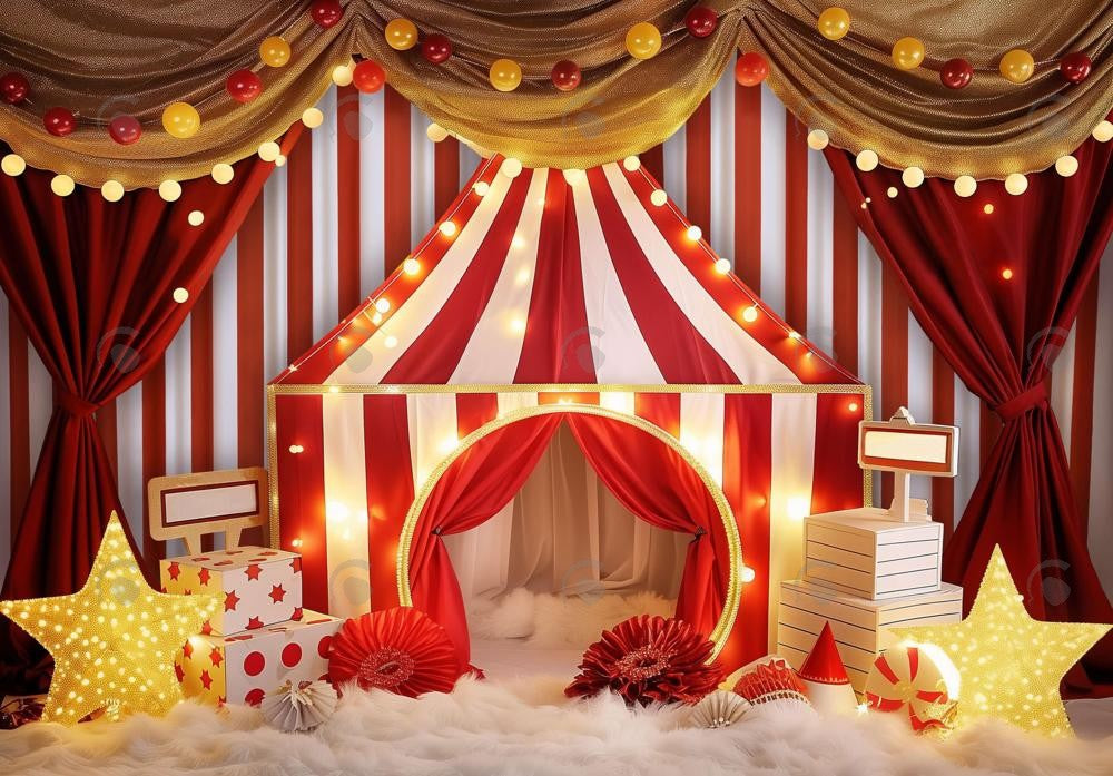 Circus Tent Cake Smash Photography Backdrop GBSX-99729 8x6ft (2.4x1.8m) / Pro Polyester