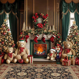 Allenjoy Cozy Bears Fireplace Photography Backdrop Gbsx-01085