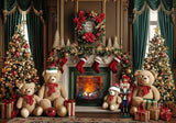 Allenjoy Cozy Bears Fireplace Photography Backdrop Gbsx-01085