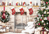 Allenjoy Cozy Christmas Fireplace Photography Backdrop Gbsx-00938