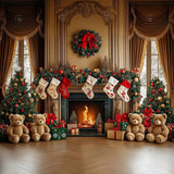 Allenjoy Cozy Luxurious Christmas Fireplace Photography Backdrop Gbsx-01138