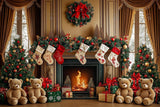 Allenjoy Cozy Luxurious Christmas Fireplace Photography Backdrop Gbsx-01138