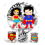 Allenjoy Dc Comic Superhero Superman Wonder Woman Birthday Party Decoration Round Circle Backdrop Cover Plinth Cylinder Pedestal Cover