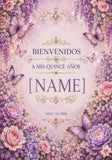 Personalized Quinceañera Butterfly Party Backdrop Set – Lavender Floral Fabric Backdrop
