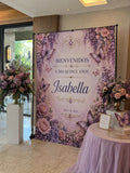 Personalized Quinceañera Butterfly Party Backdrop Set – Lavender Floral Fabric Backdrop