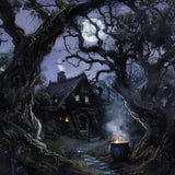 Allenjoy Dark Forest House Photography Backdrop Gbsx-00872