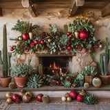 Desert Christmas Fireplace Photography Backdrop GBSX-99750