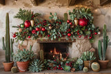 Desert Christmas Fireplace Photography Backdrop GBSX-99750