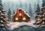 Divine Christmas Cottage Photography Backdrop GBSX-99755