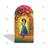 Allenjoy Encanto Mirabel Isabella Happy Birthday Party Arch Backdrop Wall Cloth Cover