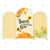 Allenjoy Yellow Sweet Bee  Sunflower Theme Birthday Party Arch Backdrop Wall Cloth Cover