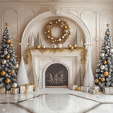 Allenjoy Elegant Arched Christmas Fireplace Photography Backdrop Gbsx-01107