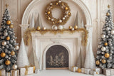 Allenjoy Elegant Arched Christmas Fireplace Photography Backdrop Gbsx-01107