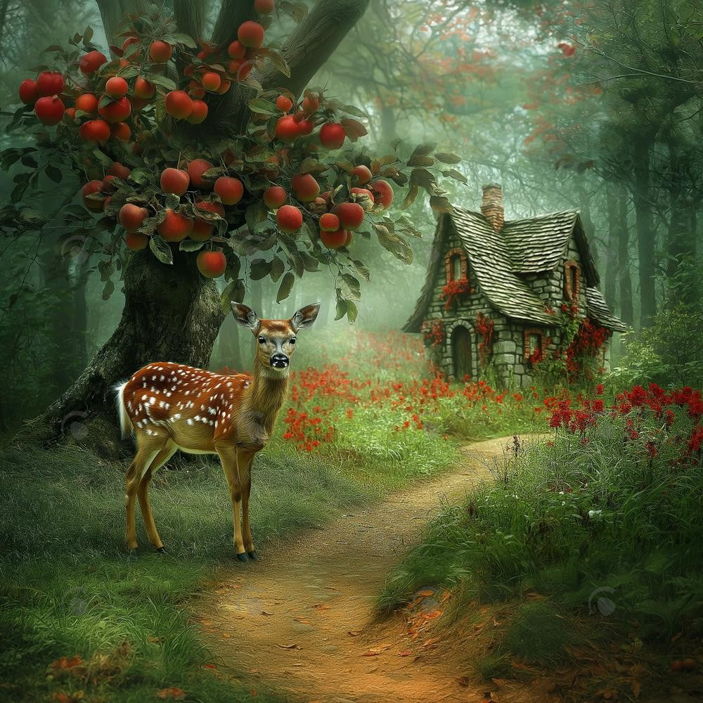 Allenjoy Enchanted Princess Forest Cottage Photography Backdrop Gbsx-01042