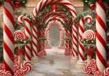 Allenjoy Enchanted Sweet Candycane Peppermint Arched Road Photography Backdrop Gbsx-00988