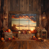 Allenjoy Fall Sunset Window Photography Backdrop Gbsx-00513