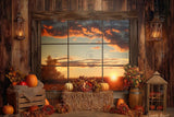 Allenjoy Fall Sunset Window Photography Backdrop Gbsx-00513