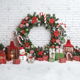 Allenjoy Festive Christmas Candy Cane Wreath Photography Backdrop Gbsx-01116