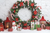 Allenjoy Festive Christmas Candy Cane Wreath Photography Backdrop Gbsx-01116