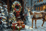 Allenjoy Festive Reindeer Barn Photography Backdrop Gbsx-00916