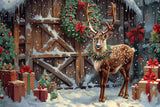 Allenjoy Festive Reindeer Barn Photography Backdrop Gbsx-00917