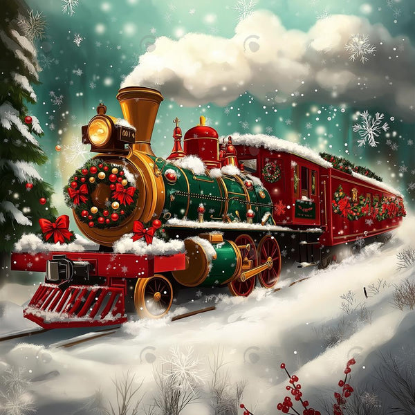 Allenjoy Fine Art Christmas Train Photography Backdrop Gbsx-01126 ...