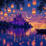 Allenjoy Floating Lanterns Castle Photography Backdrop Gbsx-01054